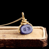 Mid 19th Century French Lapis "CD" Spinner Seal Necklace