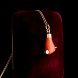Victorian Coral Fist & Diamond Necklace