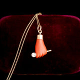 Victorian Coral Fist & Diamond Necklace