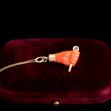 Victorian Coral Fist & Diamond Necklace