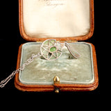 Edwardian Green Enamel & Paste Plique-à-Jour Necklace