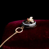 Victorian Diamond & Garnet Fly Bullseye Agate Necklace