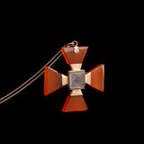 Early Victorian Carnelian Cross Locket Necklace