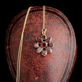 Georgian Flat Cut Garnet Flower Necklace