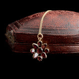 Georgian Flat Cut Garnet Flower Necklace