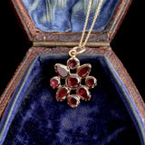 Georgian Flat Cut Garnet Flower Necklace