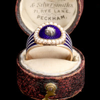 Georgian Blue & White Enamel Mourning Ring