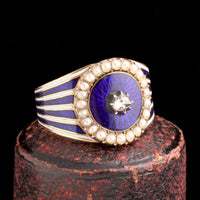 Georgian Blue & White Enamel Mourning Ring