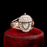 Georgian Diamond Acorn Hair Locket Ring