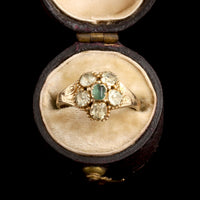 Early Victorian Chrysolite & Emerald Pansy Ring