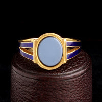 Victorian Nicolo Onyx & Enamel Locket Ring