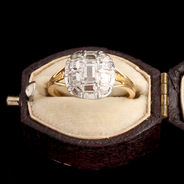 Georgian Table Cut Diamond Cluster Ring