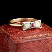 Victorian Milk Teeth & Ruby Bow Ring