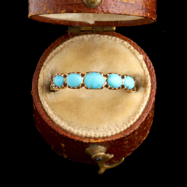 Georgian Oval Turquoise Cabochon Half Hoop