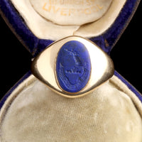 Edwardian "Pro Rege et Patria" Lapis Intaglio Ring