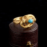 Mid Victorian Turquoise & Garnet Coiled Snake Ring