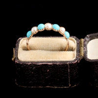 Georgian Turquoise & Pearl Half Hoop