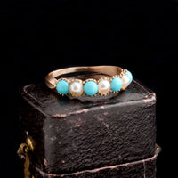 Georgian Turquoise & Pearl Half Hoop