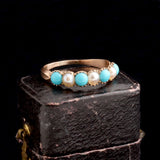 Georgian Turquoise & Pearl Half Hoop