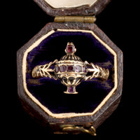 Georgian Garnet & Enamel Urn Mourning Ring