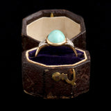 Early Deco Turquoise & Diamonds Lotus Shoulder Ring