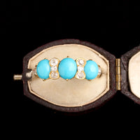 Victorian Turquoise & Diamond Bows Half Hoop Ring