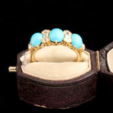 Victorian Turquoise & Diamond Bows Half Hoop Ring