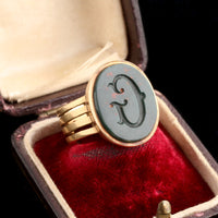 Victorian Bloodstone "G" Signet Ring