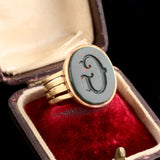 Victorian Bloodstone "G" Signet Ring