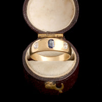 Late Victorian Diamond & Sapphire 3 Stone Ring