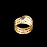 Late 19th Century French Diamond-Eyed Sapphire Snake Ring