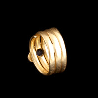 Late 19th Century French Diamond-Eyed Sapphire Snake Ring