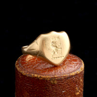 Edwardian Lion Rampant & Standard Signet Ring