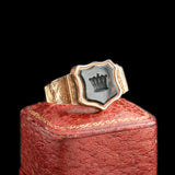 Victorian Bloodstone Crown Shield Signet Ring