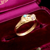 Late Victorian Turquoise & Garnet Twin Snakes Ring