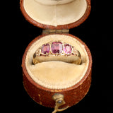 Victorian Three Garnet Modified Posy Ring