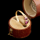 Victorian Three Garnet Modified Posy Ring