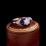 Victorian Royal Blue Enamel Diamond Star Ring