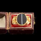Victorian Scrolled Shoulder Banded Agate Ring