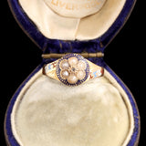 Victorian Enamel, Pearl & Diamond "Ever True" Cluster Ring