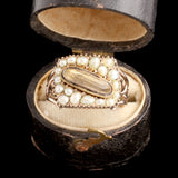 Georgian Topaz & Pearl Rectangle Cluster Ring