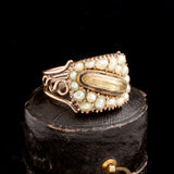 Georgian Topaz & Pearl Rectangle Cluster Ring