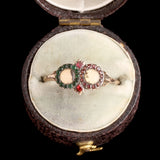 Georgian Garnet & Green Paste Twin Moss Agate Ring