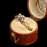 Early Victorian Gemstone Pansy Cluster Ring