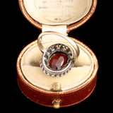 Mid 19th Century Garnet & Rose Cut Diamond Cluster Ring
