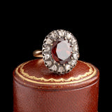 Mid 19th Century Garnet & Rose Cut Diamond Cluster Ring