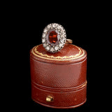 Mid 19th Century Garnet & Rose Cut Diamond Cluster Ring