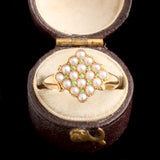 Edwardian Seed Pearl & Green Garnet Checkerboard Ring