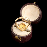 Edwardian Seed Pearl & Green Garnet Checkerboard Ring