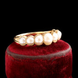 Victorian Graduated Pearl Half Hoop Ring